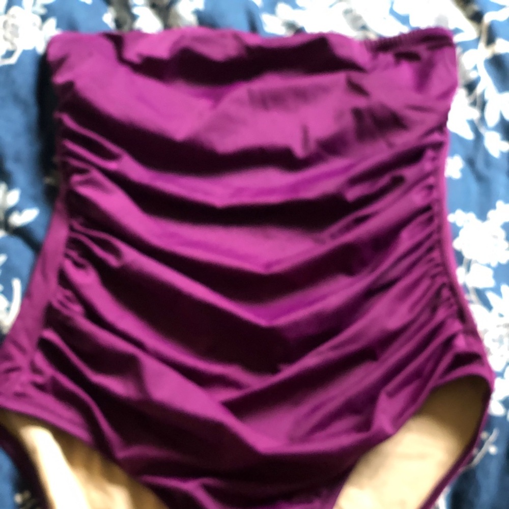SOLD - J. Crew ruched bandeau one piece 10 d cup